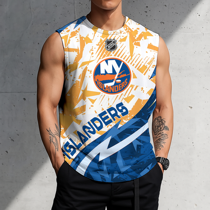 LIMITED EDITION - NEW CUSTOMIZED NHL25 NYI NEW YORK ISLANDERS TANK TOP & GYM SHIRT