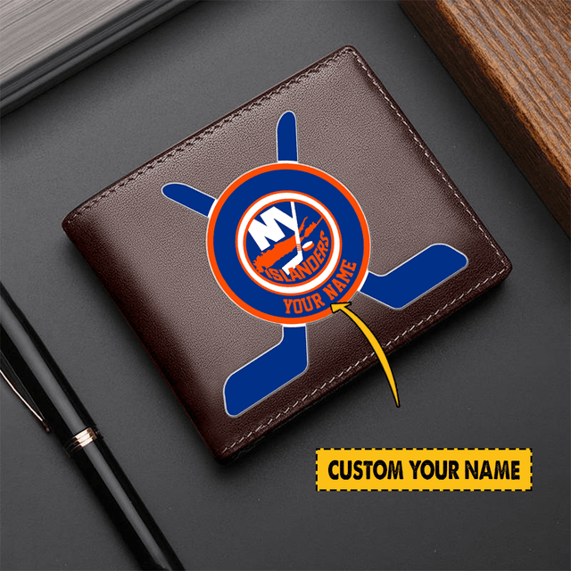 LIMITED EDITION - NEW CUSTOMIZED NHL25 NYI NEW YORK ISLANDERS LEATHER WALLET