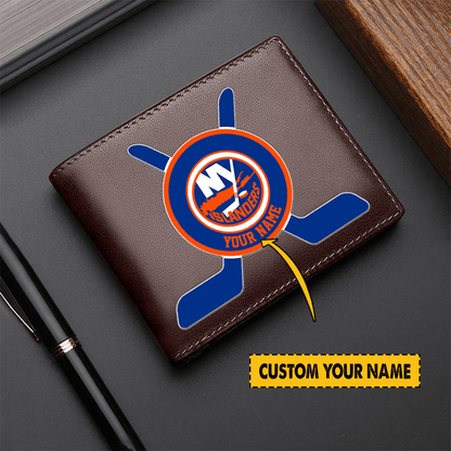 LIMITED EDITION - NEW CUSTOMIZED NHL25 NYI NEW YORK ISLANDERS LEATHER WALLET