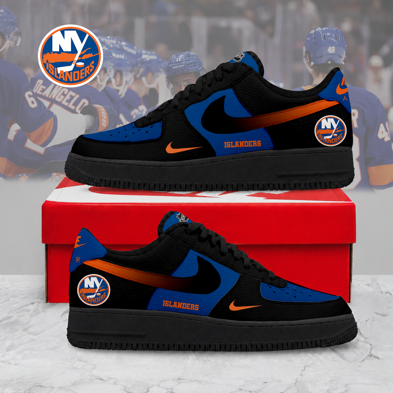 ELITE EDITION - NEW CUSTOMIZED NHL25 NYI NEW YORK ISLANDERS AF1 SHOES