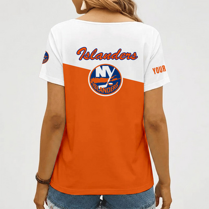 [SUPER SALE] NEW CUSTOMIZED NHL25 NYI NEW YORK ISLANDERS V-NECK FEMALE SHIRT