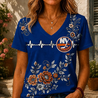 [SUPER SALE] NEW CUSTOMIZED NHL25 NYI NEW YORK ISLANDERS V-NECK FEMALE SHIRT