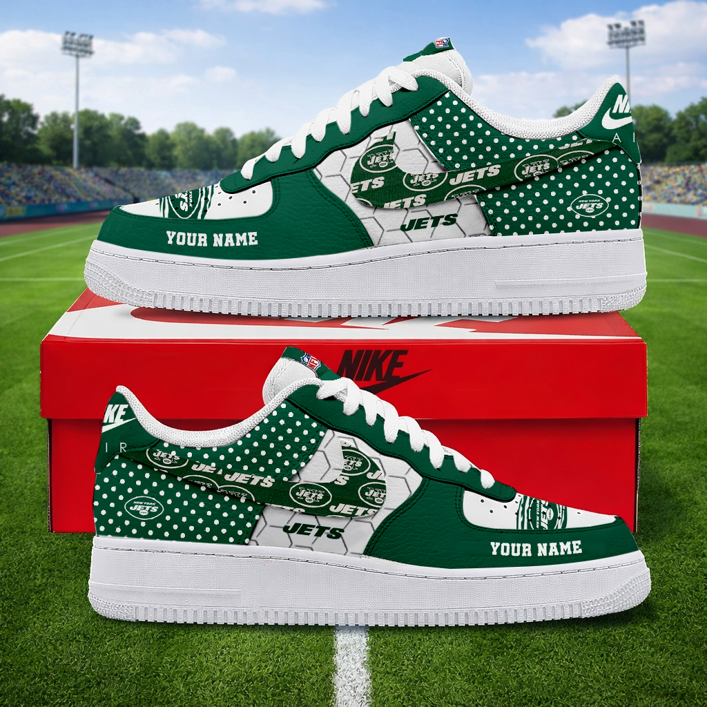 LIMITED EDITION - NEW CUSTOMIZED NFL25 NYJ NEW YORK JETS AF1 SNEAKERS