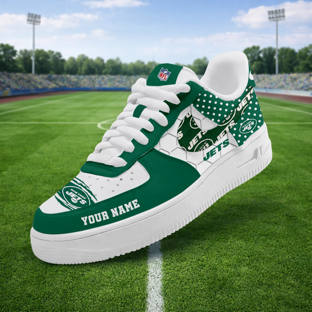 LIMITED EDITION - NEW CUSTOMIZED NFL25 NYJ NEW YORK JETS AF1 SNEAKERS