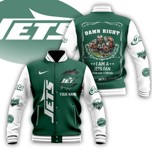 LIMITED EDITION - NEW CUSTOMIZED NFL25 NYJ NEW YORK JETS BASEBALL JACKET