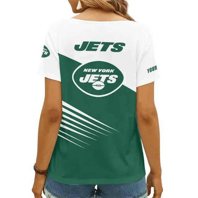 [SPECIAL OFFER] NEW CUSTOMIZED NFL25 NYJ NEW YORK JETS V-NECK FEMALE SHIRT