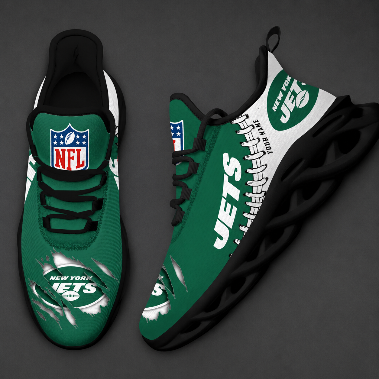 LIMITED EDITION - NEW CUSTOMIZED NFL25 NYJ NEW YORK JETS UNISEX MAX SOUL SHOES
