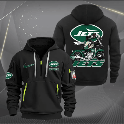 [SPECIAL OFFER] NEW CUSTOMIZED NFL25 NYJ NEW YORK JETS MUTICOLOR QUARTER ZIP HOODIE
