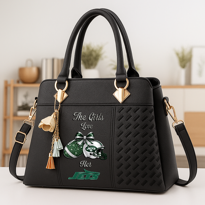 LIMITED EDITION - NEW CUSTOMIZED NFL25 NYJ NEW YORK JETS WOMEN'S ZIP HANDBAG MULTICOLOR