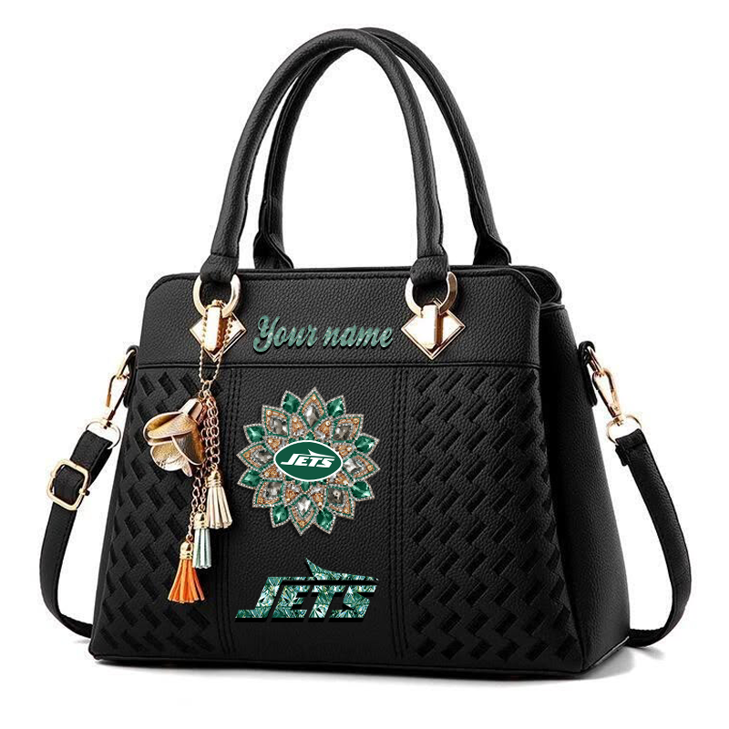 LIMITED EDITION - NEW CUSTOMIZED NFL25 NYJ NEW YORK JETS WOMEN'S ZIP HANDBAG MULTICOLOR