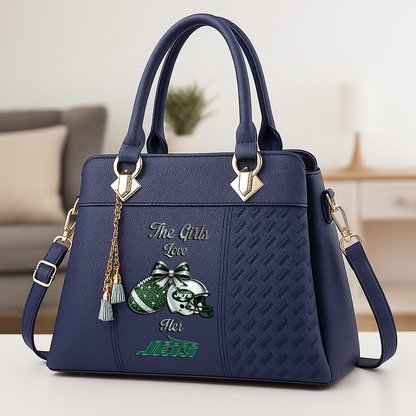 LIMITED EDITION - NEW CUSTOMIZED NFL25 NYJ NEW YORK JETS WOMEN'S ZIP HANDBAG MULTICOLOR