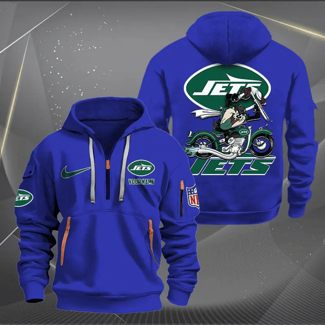 [SPECIAL OFFER] NEW CUSTOMIZED NFL25 NYJ NEW YORK JETS MUTICOLOR QUARTER ZIP HOODIE