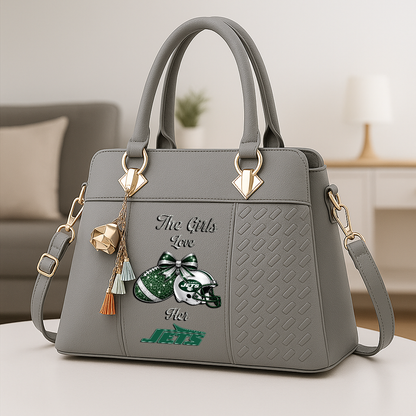 LIMITED EDITION - NEW CUSTOMIZED NFL25 NYJ NEW YORK JETS WOMEN'S ZIP HANDBAG MULTICOLOR