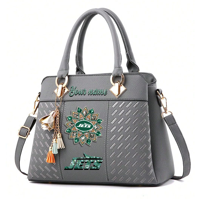 LIMITED EDITION - NEW CUSTOMIZED NFL25 NYJ NEW YORK JETS WOMEN'S ZIP HANDBAG MULTICOLOR