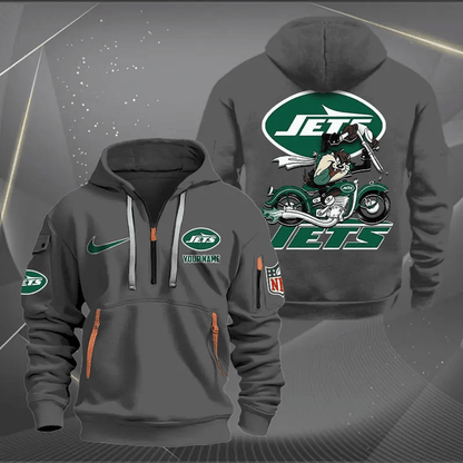 [SPECIAL OFFER] NEW CUSTOMIZED NFL25 NYJ NEW YORK JETS MUTICOLOR QUARTER ZIP HOODIE
