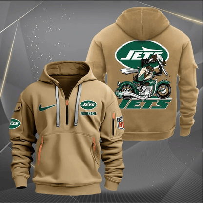 [SPECIAL OFFER] NEW CUSTOMIZED NFL25 NYJ NEW YORK JETS MUTICOLOR QUARTER ZIP HOODIE