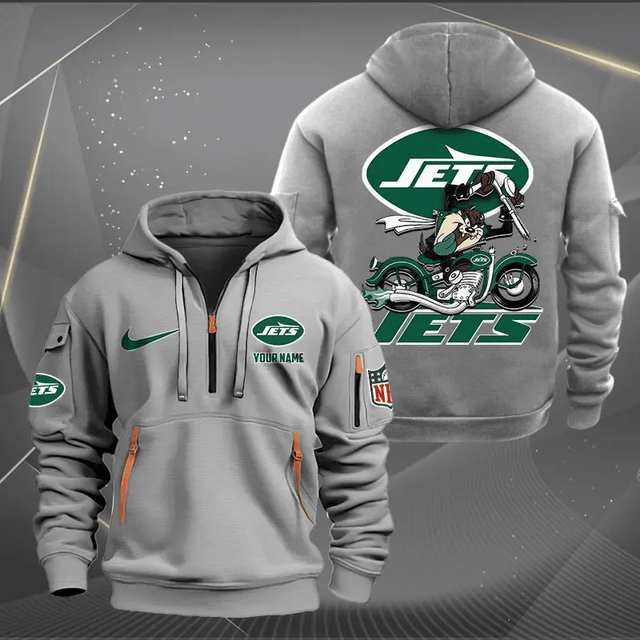[SPECIAL OFFER] NEW CUSTOMIZED NFL25 NYJ NEW YORK JETS MUTICOLOR QUARTER ZIP HOODIE