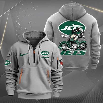 [SPECIAL OFFER] NEW CUSTOMIZED NFL25 NYJ NEW YORK JETS MUTICOLOR QUARTER ZIP HOODIE