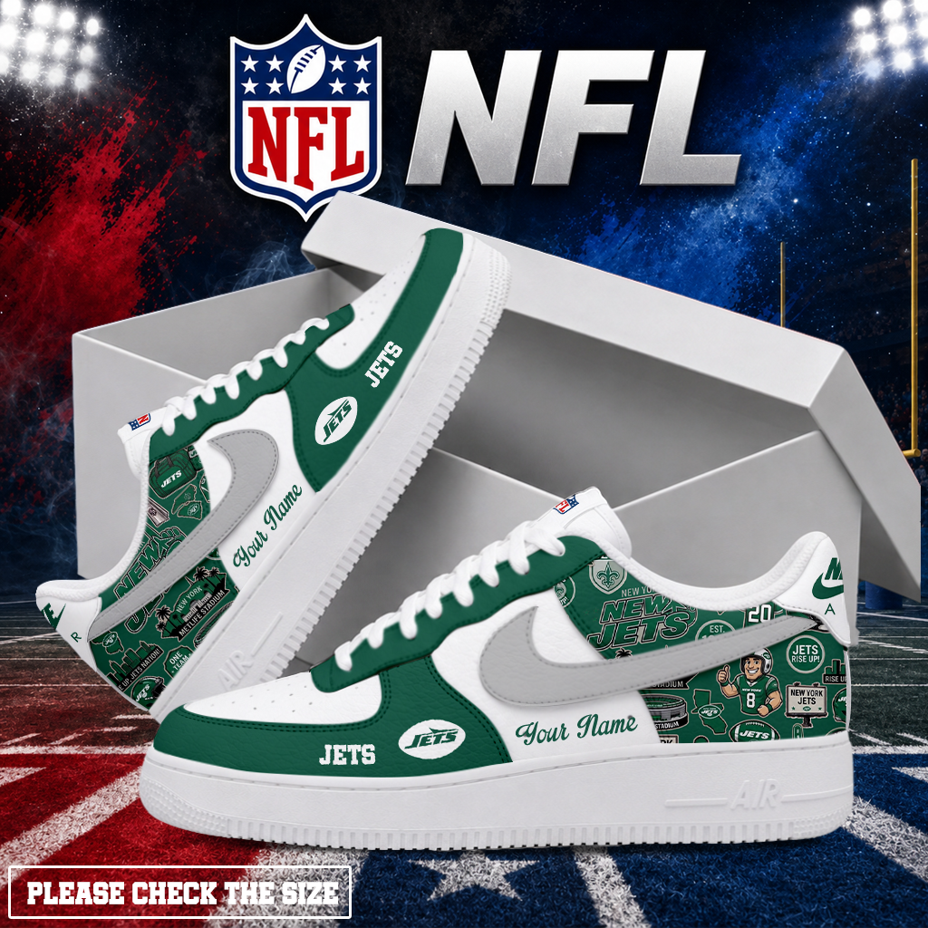 LIMITED EDITION - NEW CUSTOMIZED NFL25 NYJ NEW YORK JETS AF1 SHOES