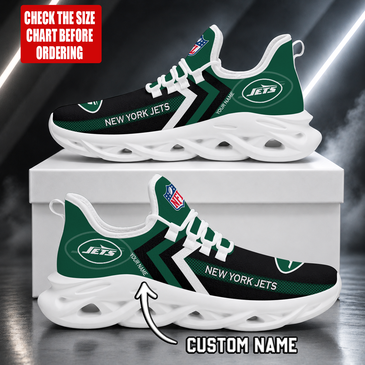 LIMITED EDITION - NEW CUSTOMIZED NFL25 NYJ NEW YORK JETS UNISEX MAX SOUL SHOES