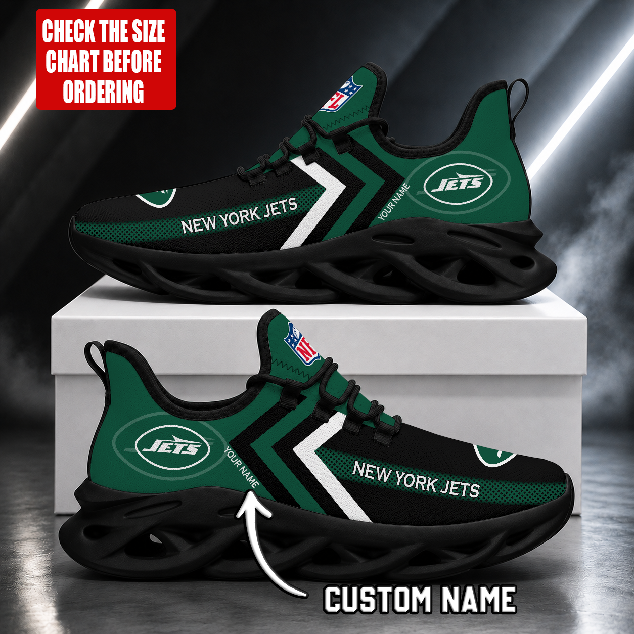 LIMITED EDITION - NEW CUSTOMIZED NFL25 NYJ NEW YORK JETS UNISEX MAX SOUL SHOES