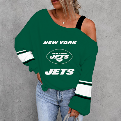 [SPECIAL OFFER] NEW CUSTOMIZED NFL25 NYJ NEW YORK JETS DROP SHOULDER SWEATSHIRT