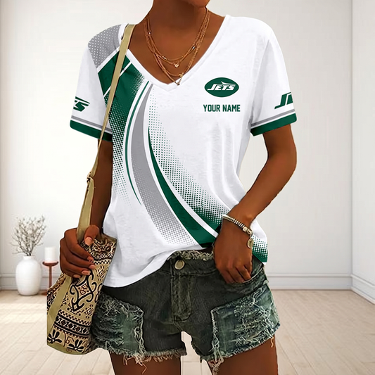 LIMITED EDITION - NEW CUSTOMIZED NFL25 NYJ NEW YORK JETS V-NECK FEMALE SHIRT