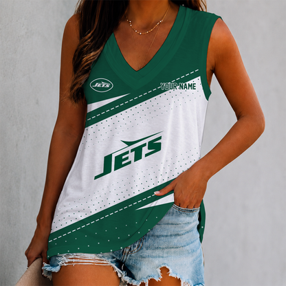 LIMITED EDITION - NEW CUSTOMIZED NFL25 NYJ NEW YORK JETS WOMEN'S V-NECK TANK TOP