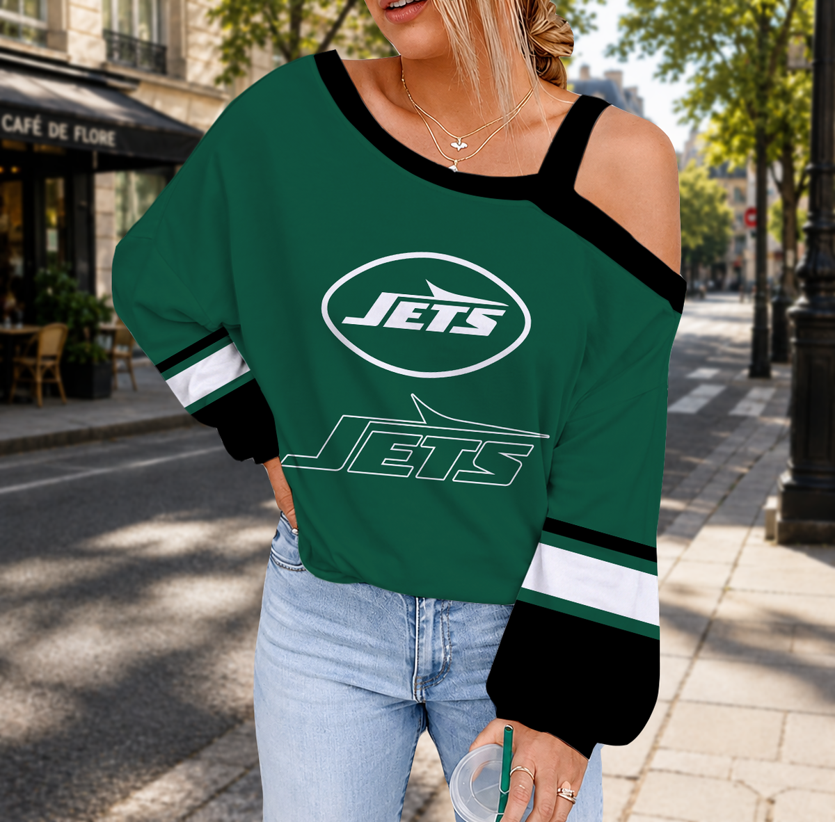 SPECIAL EDITION - NEW CUSTOMIZED NFL25 NYJ NEW YORK JETS DROP SHOULDER SWEATSHIRT