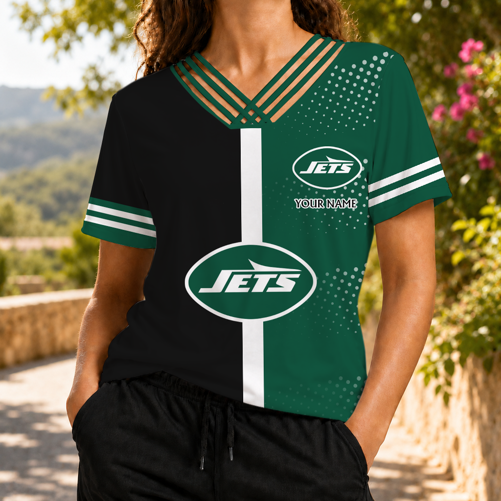 LIMITED EDITION - NEW CUSTOMIZED NFL25 NYJ NEW YORK JETS V-NECK SHIRT