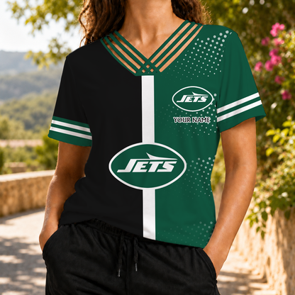 LIMITED EDITION - NEW CUSTOMIZED NFL25 NYJ NEW YORK JETS V-NECK SHIRT