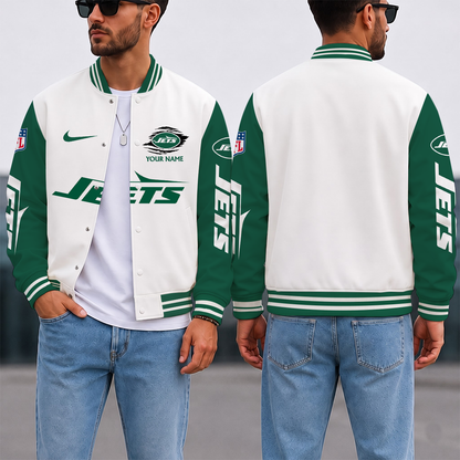 ELITE EDITION - NEW CUSTOMIZED NFL25 NYJ NEW YORK JETS SATIN VARSITY & BASEBALL JACKET