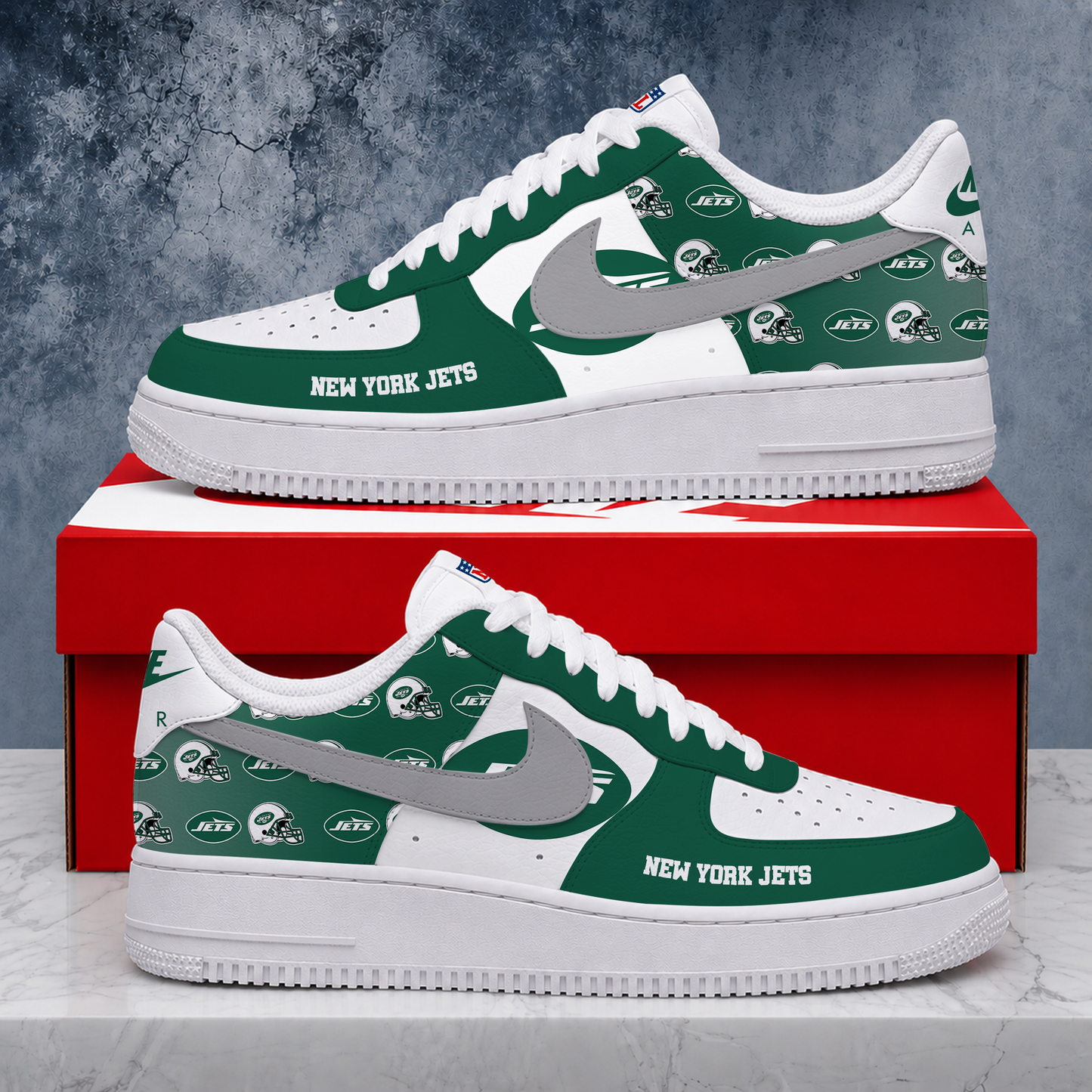 VIRAL EDITION - NEW CUSTOMIZED NFL25 NYJ NEW YORK JETS AF1 SHOES