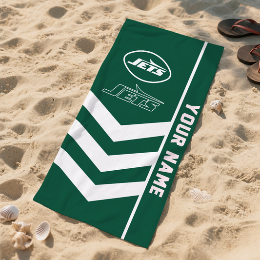 SPECIAL EDITION - NEW CUSTOMIZED NFL25 NYJ NEW YORK JETS BEACH TOWEL