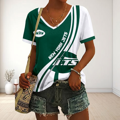 SPECIAL EDITION - NEW CUSTOMIZED NFL25 NYJ NEW YORK JETS V-NECK FEMALE SHIRT