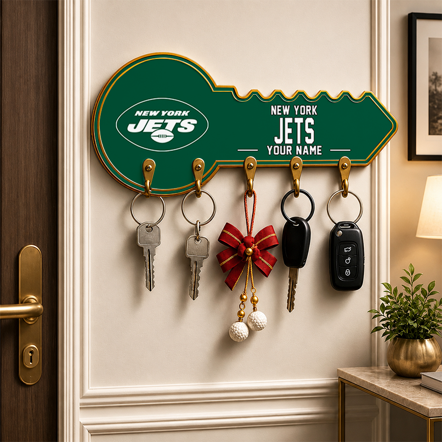 [SPECIAL OFFER] NEW CUSTOMIZED NFL25 NYJ NEW YORK JETS WALL KEY HOLDER FOR HOME