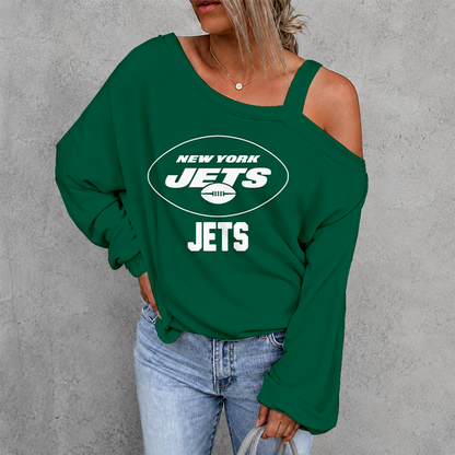 [SPECIAL OFFER] NEW CUSTOMIZED NFL25 NYJ NEW YORK JETS DROP SHOULDER SWEATSHIRT