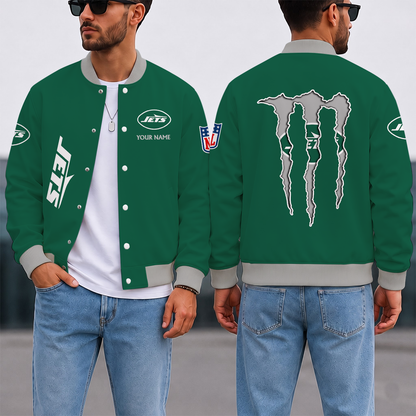 LIMITED EDITION - NEW CUSTOMIZED NFL25 NYJ NEW YORK JETS SATIN VARSITY & BASEBALL JACKET