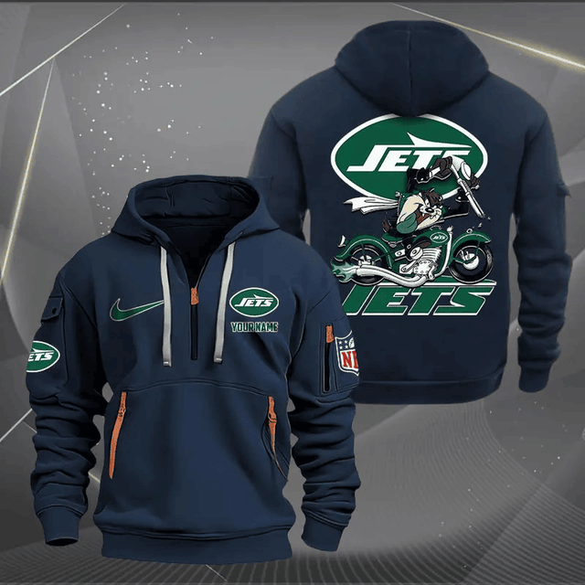 [SPECIAL OFFER] NEW CUSTOMIZED NFL25 NYJ NEW YORK JETS MUTICOLOR QUARTER ZIP HOODIE