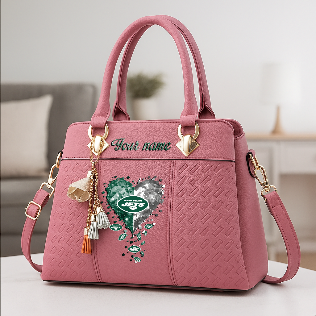 LIMITED EDITION - NEW CUSTOMIZED NFL25 NYJ NEW YORK JETS ZIP HANDBAG MULTICOLOR