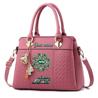 LIMITED EDITION - NEW CUSTOMIZED NFL25 NYJ NEW YORK JETS WOMEN'S ZIP HANDBAG MULTICOLOR