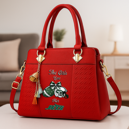 LIMITED EDITION - NEW CUSTOMIZED NFL25 NYJ NEW YORK JETS WOMEN'S ZIP HANDBAG MULTICOLOR