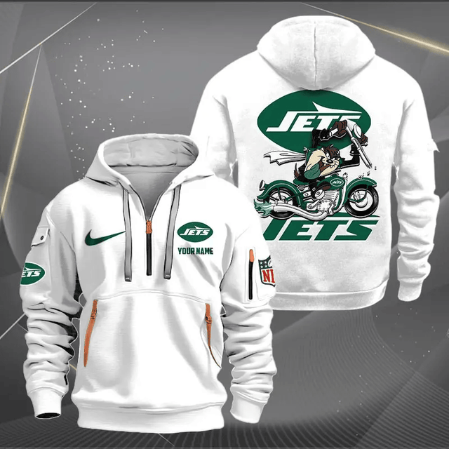 [SPECIAL OFFER] NEW CUSTOMIZED NFL25 NYJ NEW YORK JETS MUTICOLOR QUARTER ZIP HOODIE