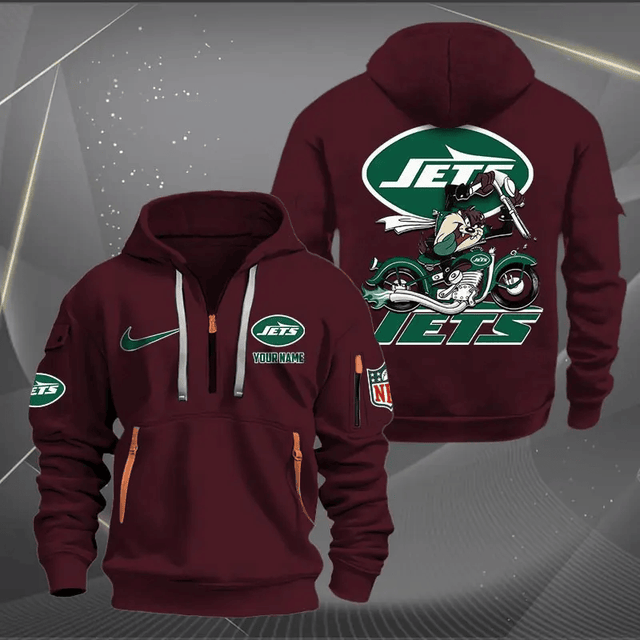 [SPECIAL OFFER] NEW CUSTOMIZED NFL25 NYJ NEW YORK JETS MUTICOLOR QUARTER ZIP HOODIE