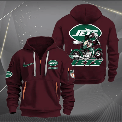 [SPECIAL OFFER] NEW CUSTOMIZED NFL25 NYJ NEW YORK JETS MUTICOLOR QUARTER ZIP HOODIE