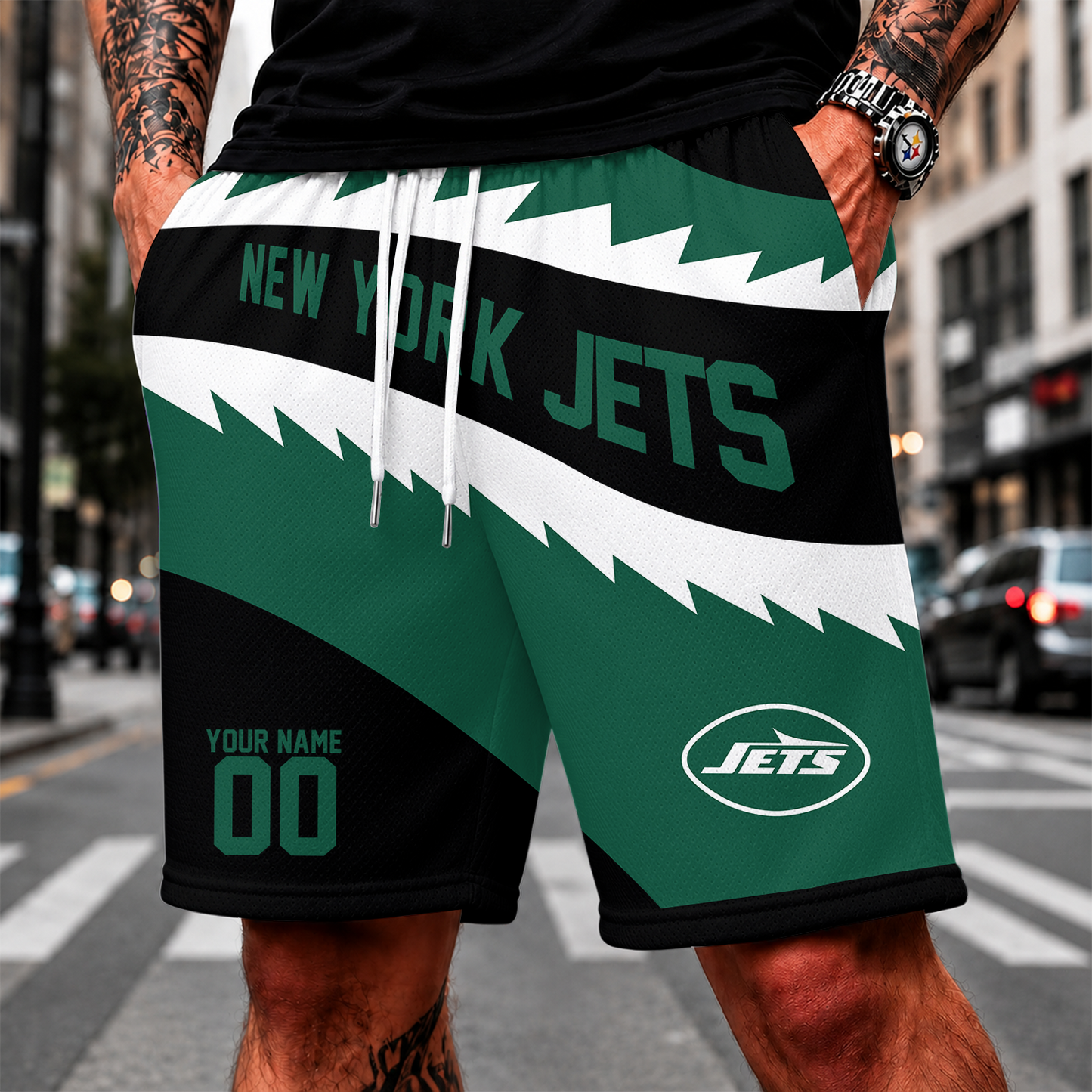 [SPECIAL OFFER] NEW CUSTOMIZED NFL25 NYJ NEW YORK JETS SHORT PANTS