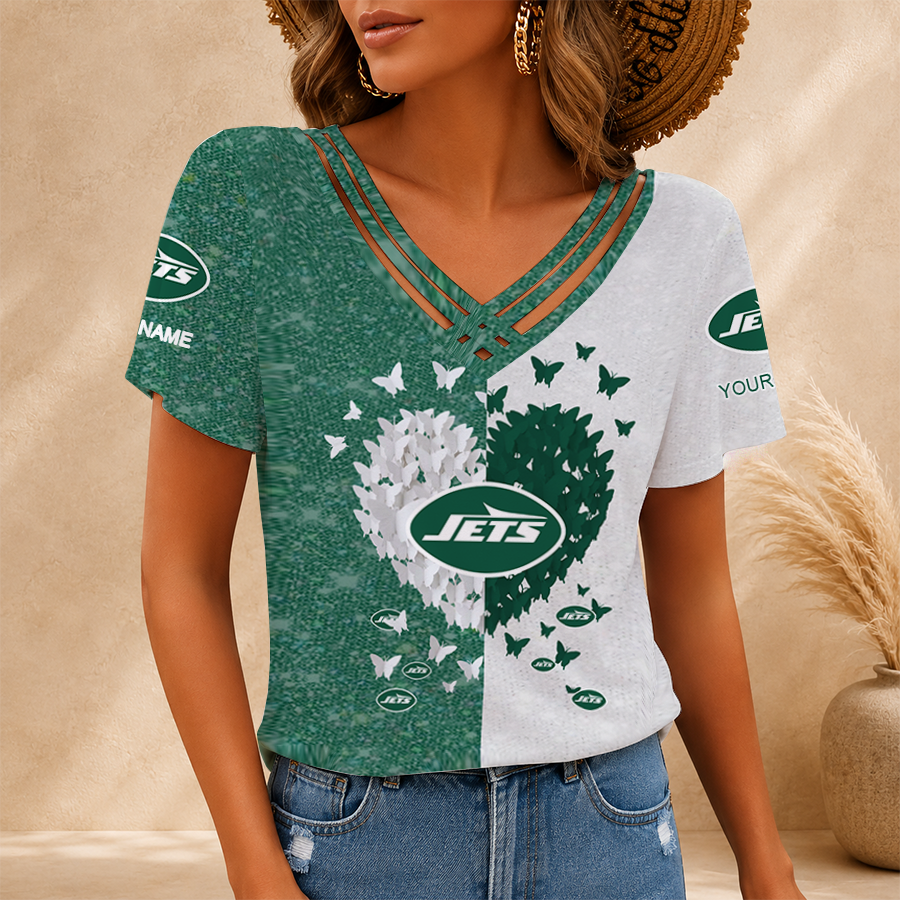 LIMITED EDITION - NEW CUSTOMIZED NFL25 NYJ NEW YORK JETS V-NECK SHIRT
