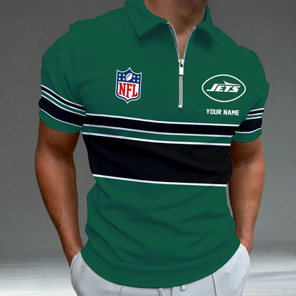 [SPECIAL OFFER] NEW CUSTOMIZED NFL25 NYJ NEW YORK JETS ZIP POLO SHIRT