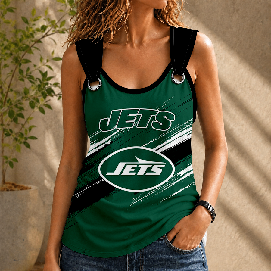[SPECIAL OFFER] NEW CUSTOMIZED NFL25 NYJ NEW YORK JETS O-RING SHOULDER TANK TOP