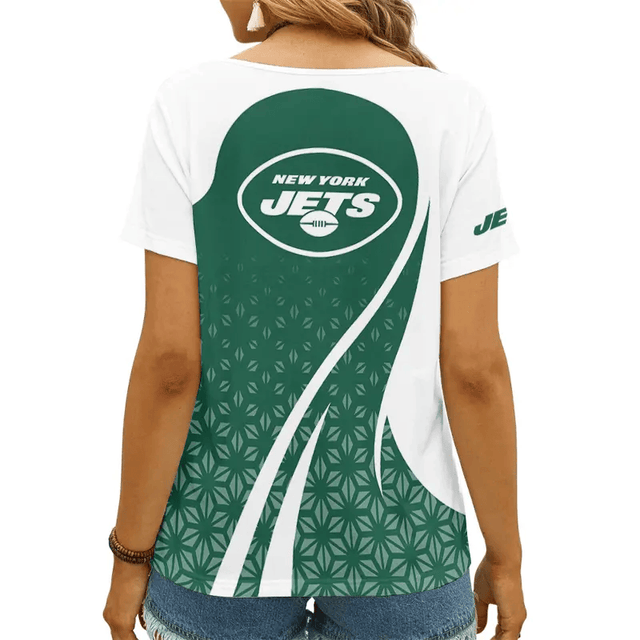 LIMITED EDITION - NEW CUSTOMIZED NFL25 NYJ NEW YORK JETS V-NECK FEMALE SHIRT